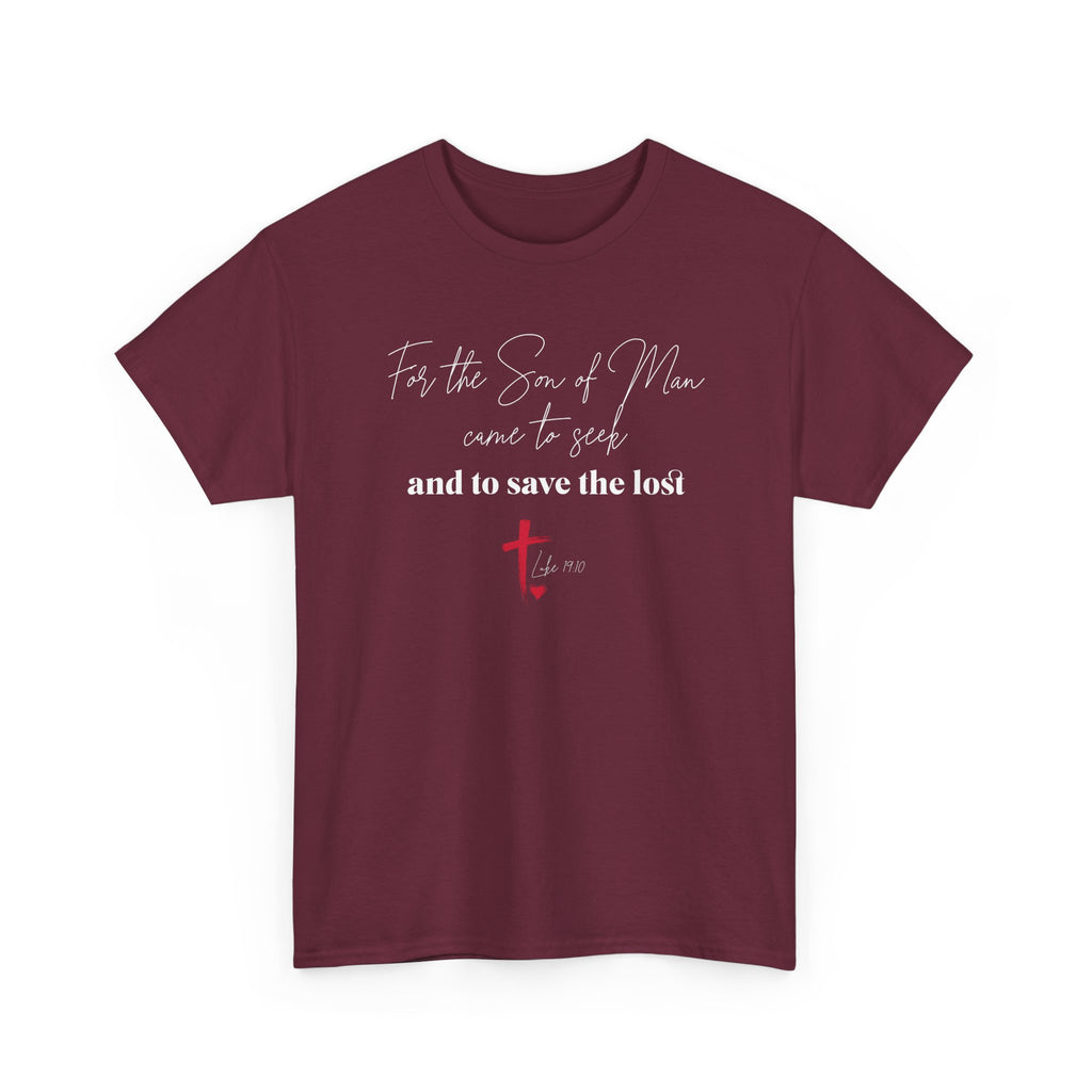 For The Son of Man Came to Seek and Save the Lost Tee, Christian Faith Shirt, Casual Everyday Wear, Gift for Believers, Simple Aesthetic Tee