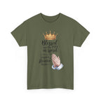 Blessed Are the Poor in Spirit Christian T-Shirt – Matthew 5:3 Crown & Prayer Hands Design, Faith-Based Shirt, Christian Apparel, Inspirational Gift, Spiritual Wear, Daily Comfort T-Shirt