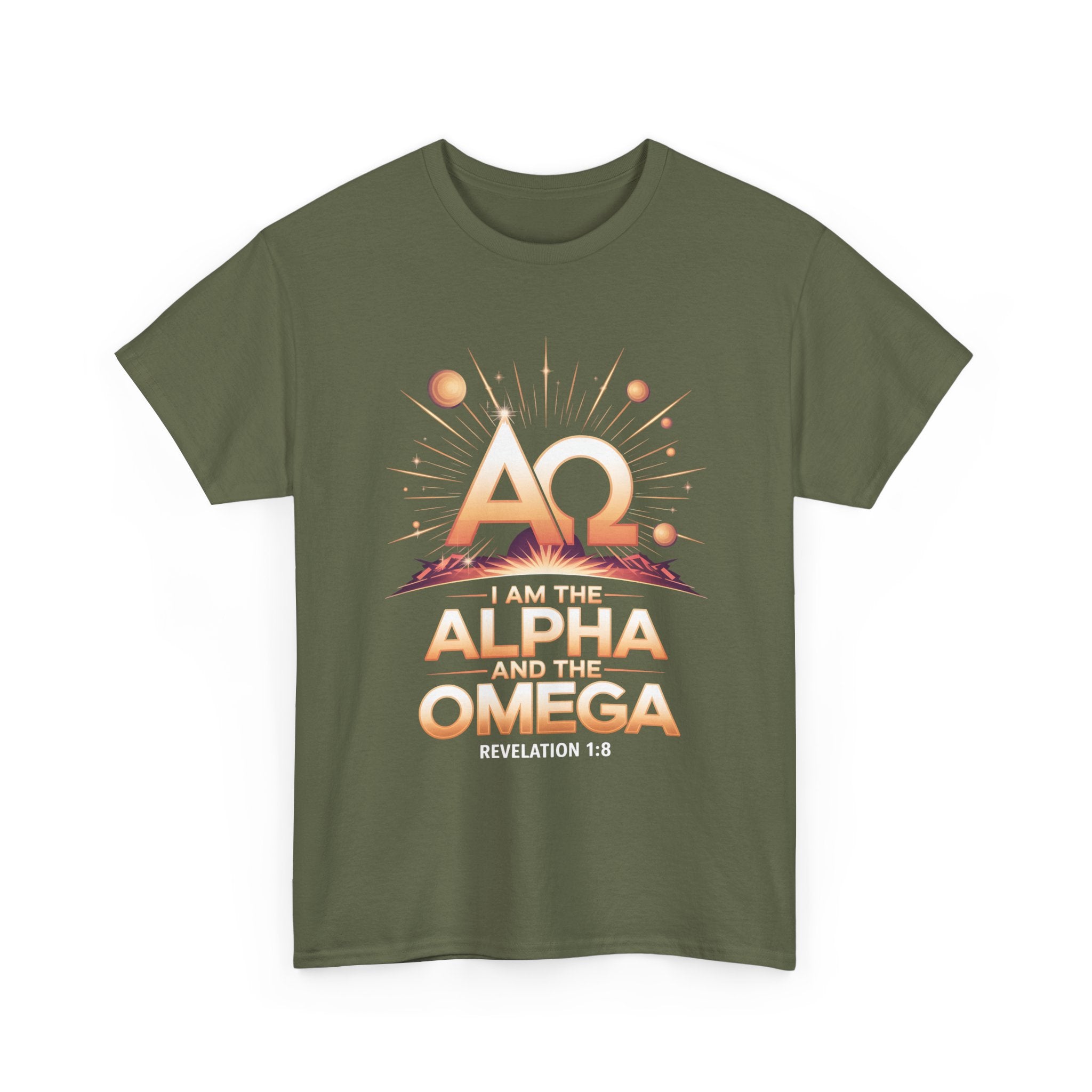 I Am the Alpha and the Omega Faith Tee, Faith-Based T-Shirt, Spiritual Gift, Revelation 1:8 Quote, Stylish Faith Apparel