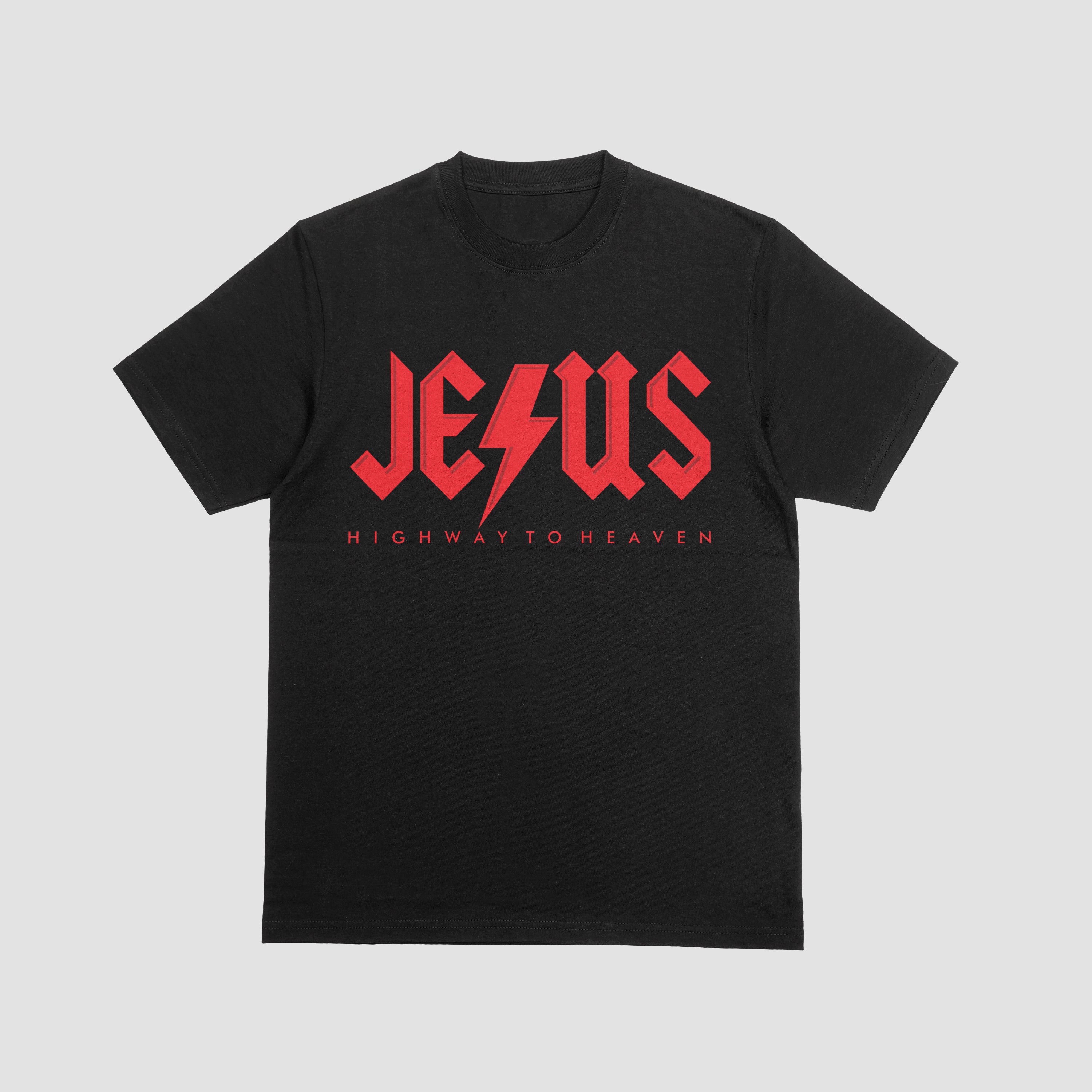 Jesus Highway to Heaven T-Shirt – Bold Christian Rock Style Faith Tee, Christian Apparel, Religious T-Shirt, Gift for Believers