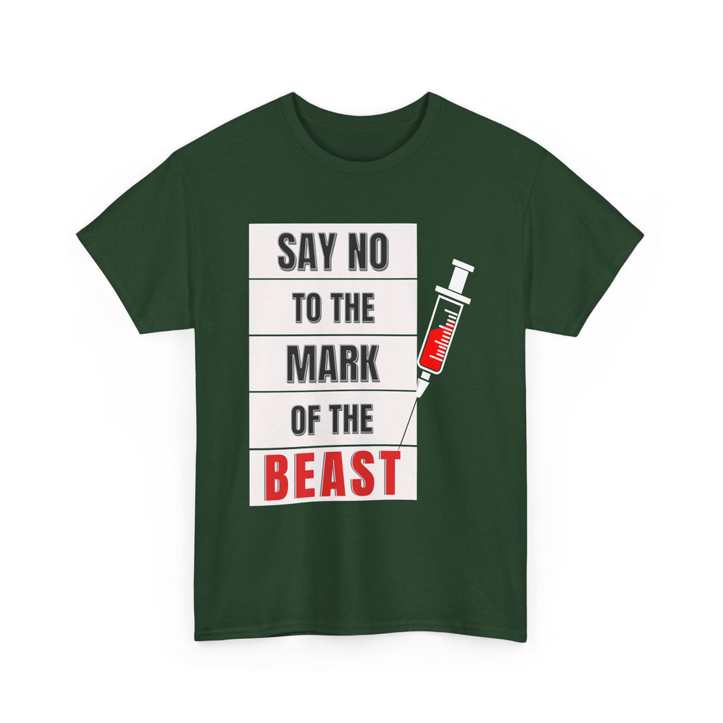 Say No to the Mark of the Beast Unisex Heavy Cotton Tee, Protest T-Shirt, Bold Christian Faith Statement Tee, Gift for Activists, Unique Graphic Tee