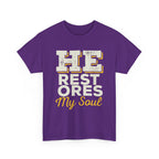 He Restores My Soul Inspirational Unisex Heavy Cotton Tee - Comfort Wear for Hope, Spiritual Reflection, Faith-based Gifts
