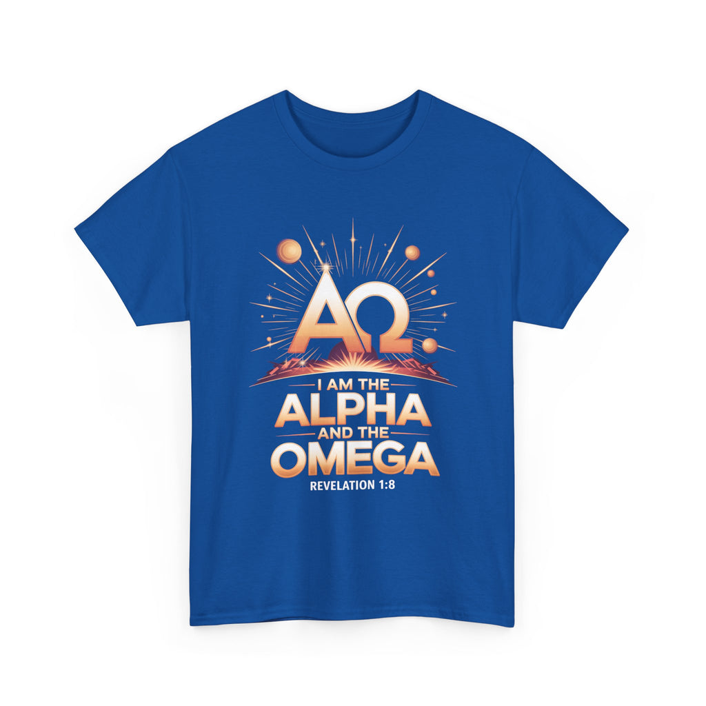 I Am the Alpha and the Omega Faith Tee, Faith-Based T-Shirt, Spiritual Gift, Revelation 1:8 Quote, Stylish Faith Apparel