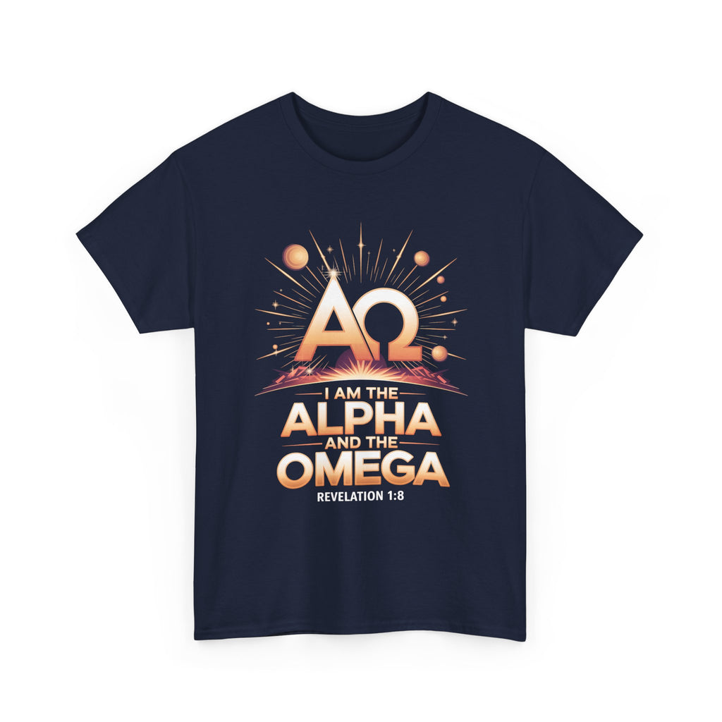 I Am the Alpha and the Omega Faith Tee, Faith-Based T-Shirt, Spiritual Gift, Revelation 1:8 Quote, Stylish Faith Apparel