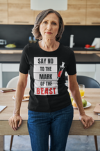 Say No to the Mark of the Beast Unisex Heavy Cotton Tee, Protest T-Shirt, Bold Christian Faith Statement Tee, Gift for Activists, Unique Graphic Tee