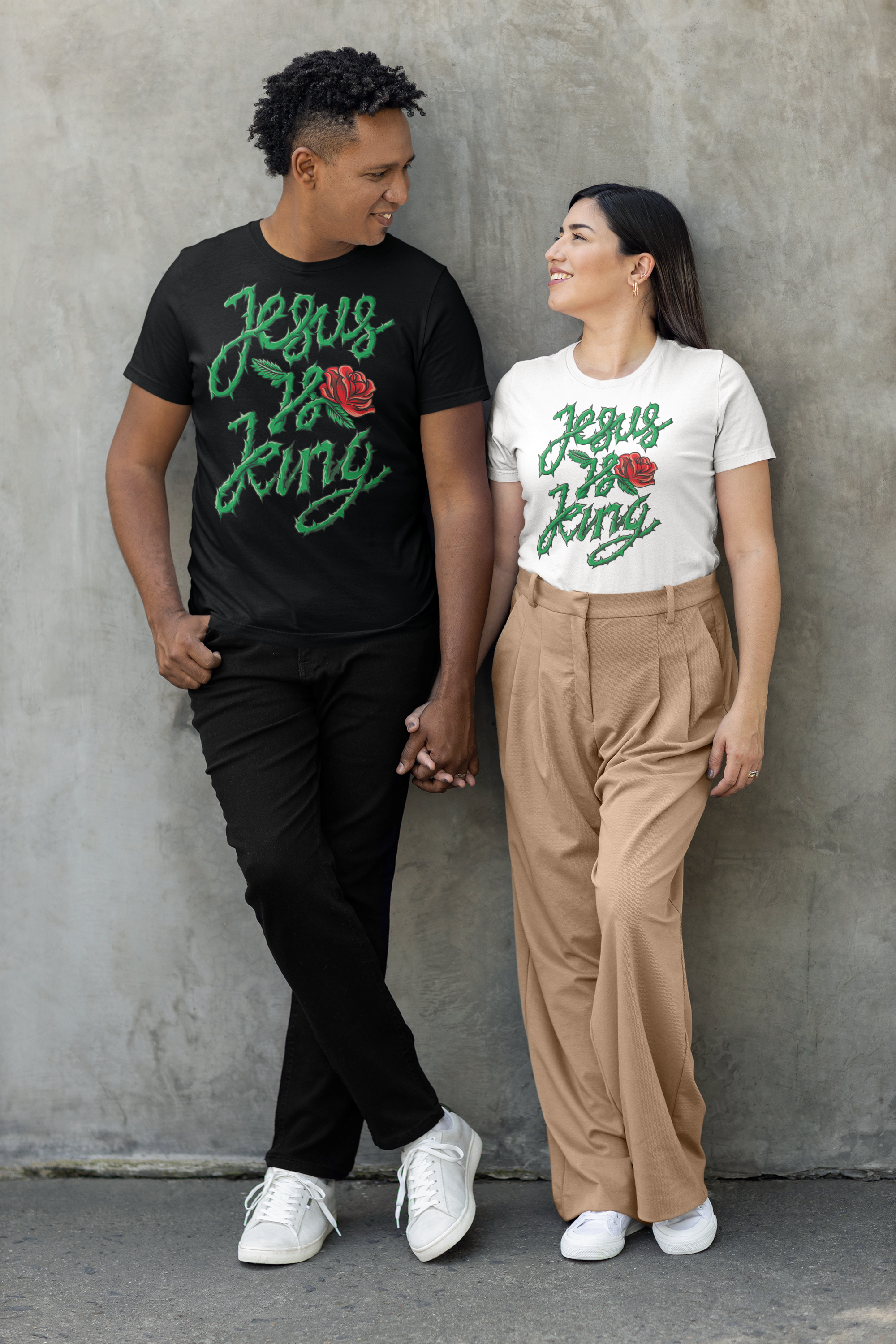 Jesus Is King Christian T-Shirt – Bold Faith Design with Thorn Script & Rose, Unisex Graphic Tee, Christian Apparel, Gift for Believers, Comfortable Casual Wear