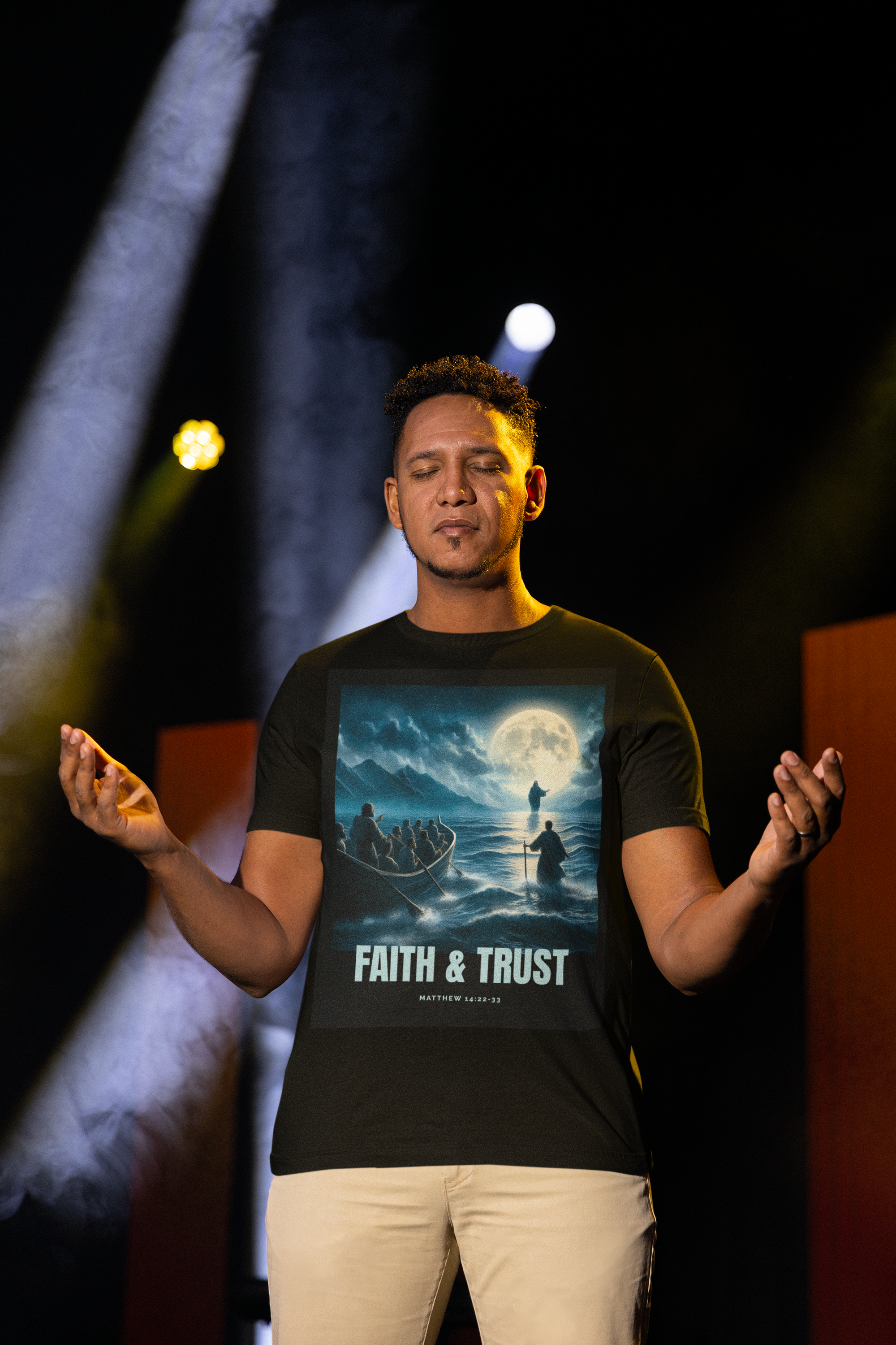 Faith and Trust T-Shirt – Matthew 14:22-33 Jesus Walking on Water Christian Tee, Motivational Gift, Spiritual Apparel, Casual Wear, Everyday Style