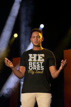 He Restores My Soul Inspirational Unisex Heavy Cotton Tee - Comfort Wear for Hope, Spiritual Reflection, Faith-based Gifts