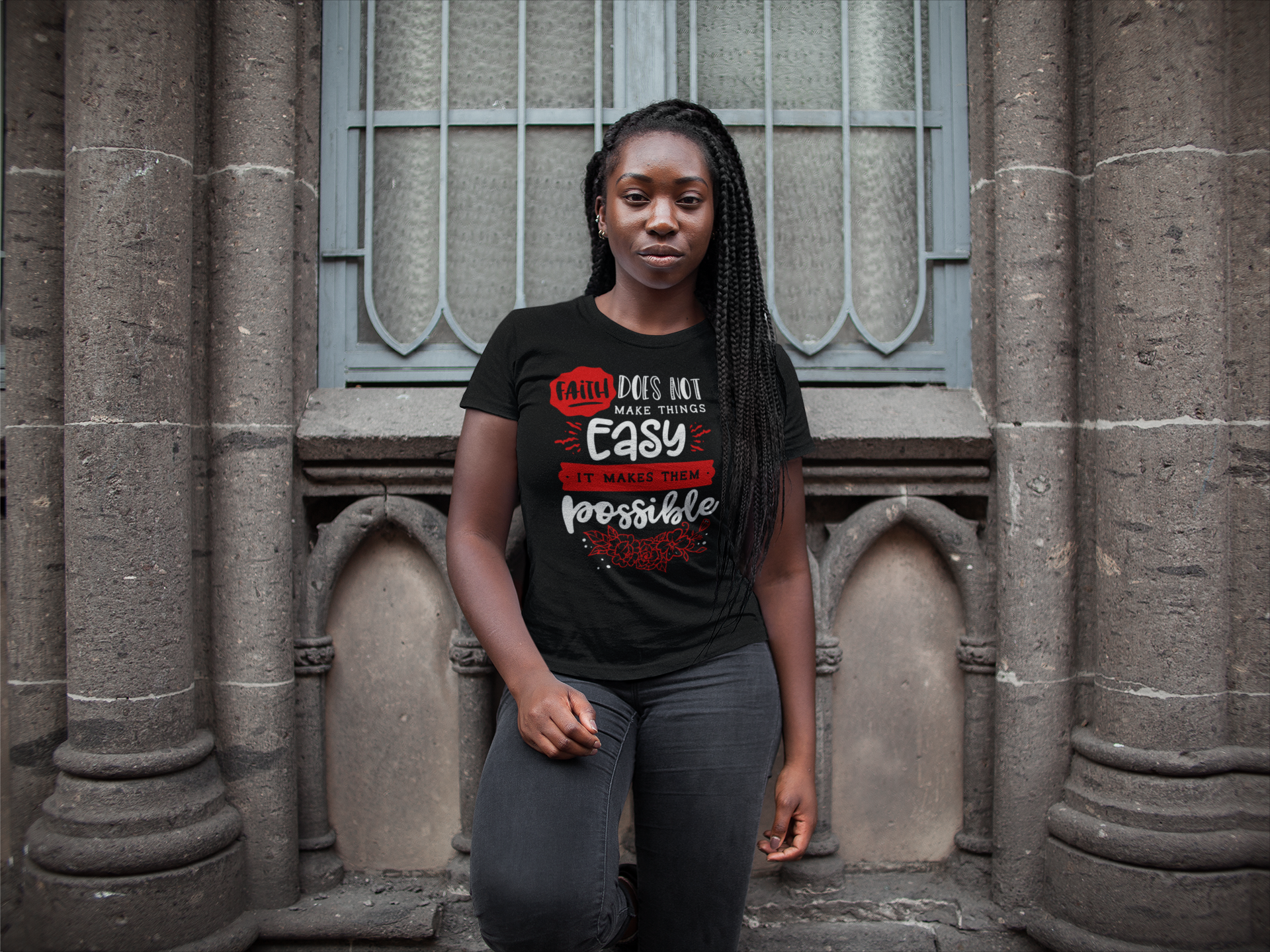 Faith Does Not Make Things Easy, It Makes Them Possible Tee, Motivational Shirt, Faith T-Shirt, Gift for Him/Her, Everyday Casual Wear, Religious Apparel