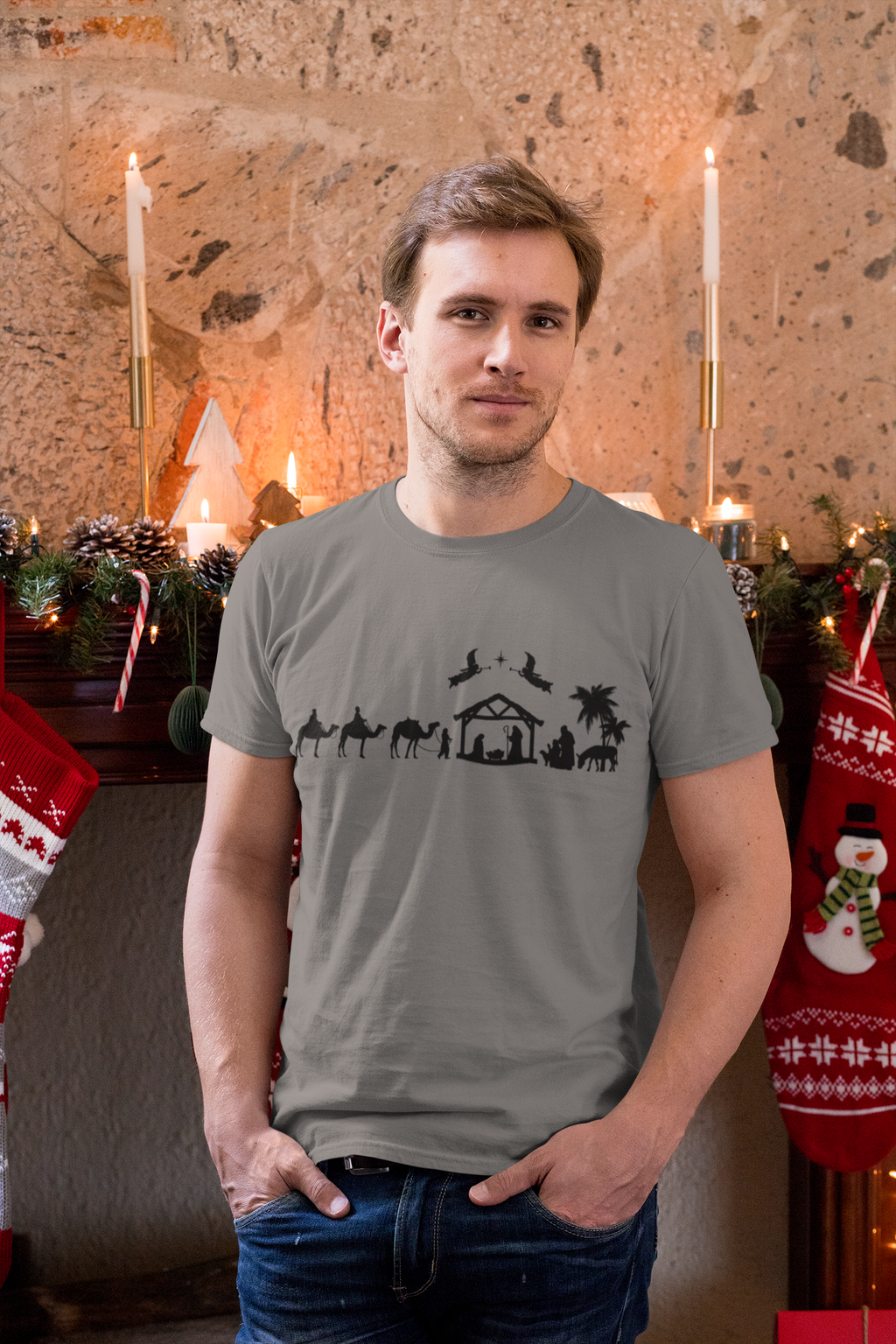 Nativity Scene Christmas Tee, Christmas Gift, Holiday Shirt, Faith-Based Apparel, Religious Clothing, Family Gathering Outfit
